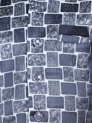 Navy blue woven jaquard brick pattern ethnic jacket with kurta set 4
