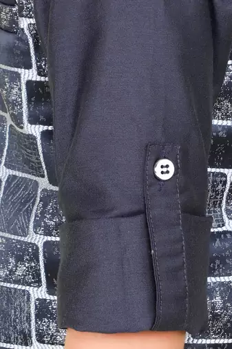 Navy blue woven jaquard brick pattern ethnic jacket with kurta set