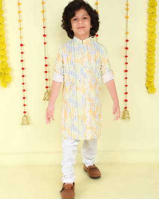 Multicolor mirror embriodered cotton kurta with pyjama set 1