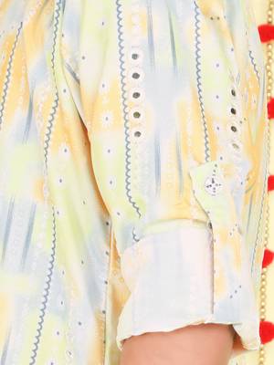 Multicolor mirror embriodered cotton kurta with pyjama set 4