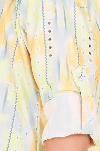 Multicolor mirror embriodered cotton kurta with pyjama set