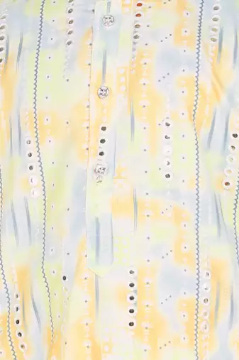 Multicolor mirror embriodered cotton kurta with pyjama set
