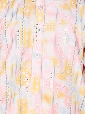 Pink mirror embriodered cotton kurta with pyjama set 4