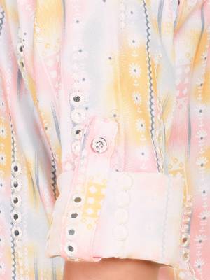 Pink mirror embriodered cotton kurta with pyjama set 5