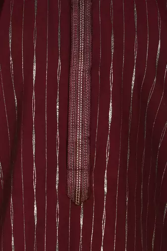 Wine foil stripes woven kurta and pyjama set