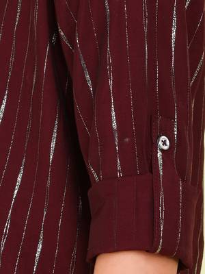 Wine foil stripes woven kurta and pyjama set 5