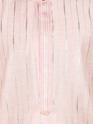 Peach foil stripes woven kurta and pyjama set 4