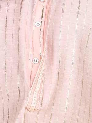 Peach foil stripes woven kurta and pyjama set 5