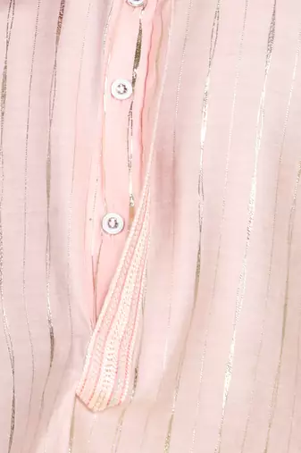 Peach foil stripes woven kurta and pyjama set