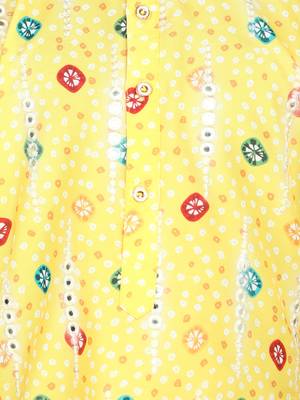 Yellow mirror embriodered cotton kurta with pyjama set 5