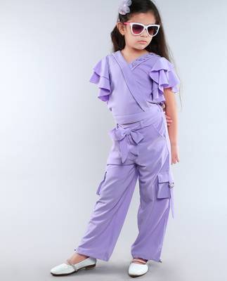 Lilac wrap style solid embriodered co-ord set 1