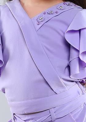 Lilac wrap style solid embriodered co-ord set 4