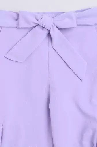 Lilac wrap style solid embriodered co-ord set