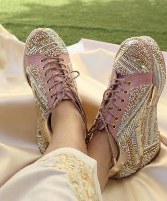 Silver woven synthetic leather shoes 3