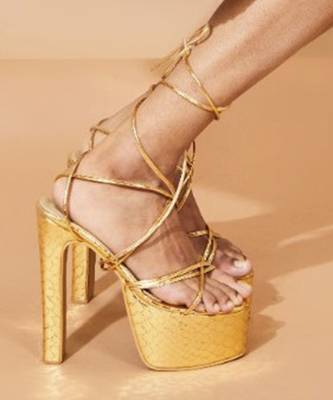 Gold solid synthetic leather heels 1