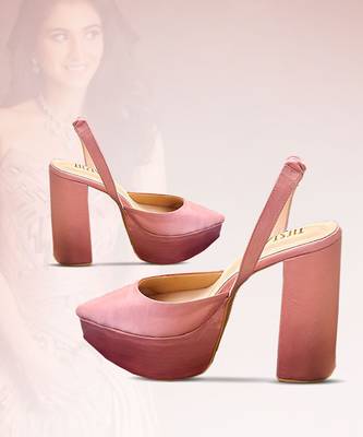 Pink solid leather heels 2