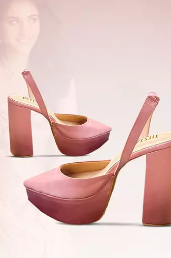 Pink solid leather heels