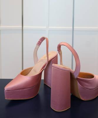 Pink solid leather heels 4