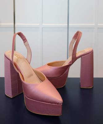 Pink solid leather heels 5