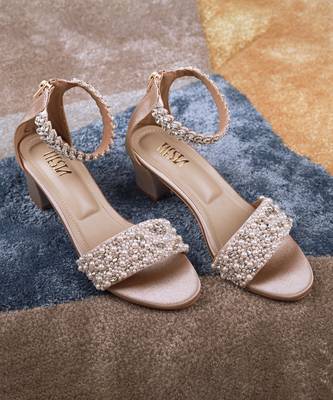 Silver woven synthetic leather heels 1