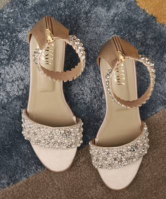 Silver woven synthetic leather heels 2