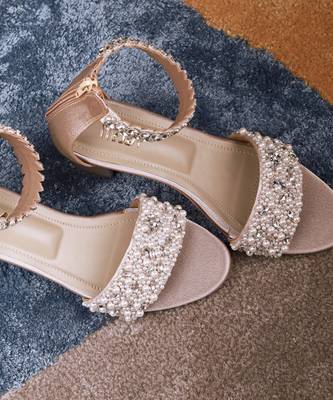 Silver woven synthetic leather heels 5