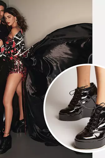 Black solid synthetic leather heels