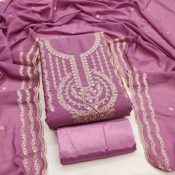 pink georgette embroidered salwar suit material with santoon bottom 1