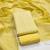 Yellow printed cotton salwar suit material with subtle striped dupatta