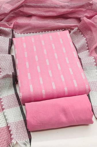 Soothing pink cotton printed salwar suit material set