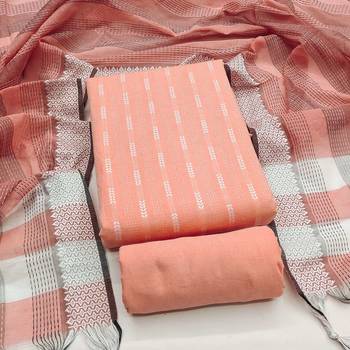 Soothing peach cotton printed salwar suit material set 1