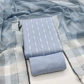 Soothing grey cotton printed salwar suit material set 1