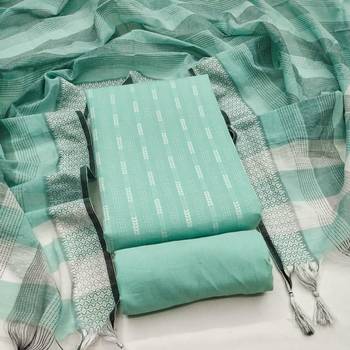 Soothing mint green cotton printed salwar suit material set 1