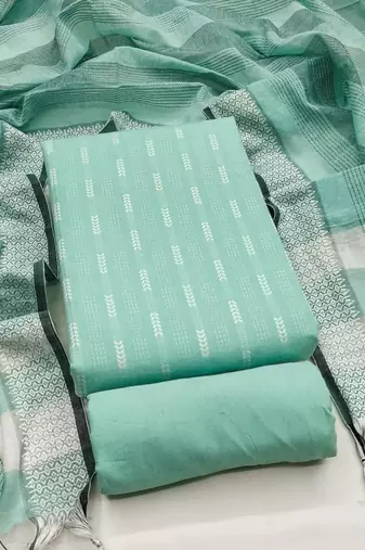 Soothing mint green cotton printed salwar suit material set