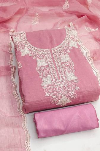 Graceful cranchi embroidered salwar suit material set