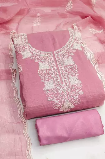 Graceful cranchi embroidered salwar suit material set