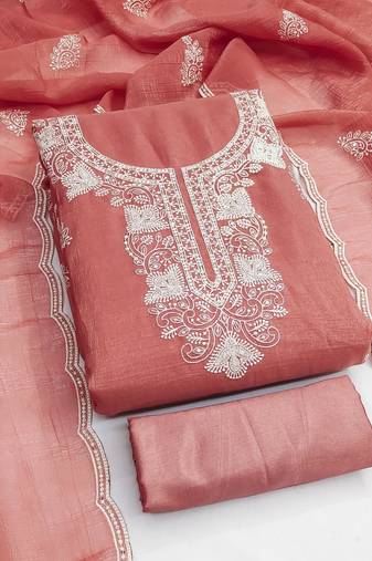 Graceful cranchi embroidered salwar suit material set