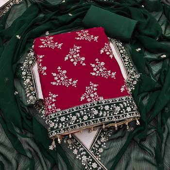 pink zomata embroidered salwar suit material with contrasting dupatta 1