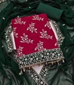 pink zomata embroidered salwar suit material with contrasting dupatta