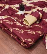 Maroon printed cotton salwar suit material with tie-dye najmin dupatta