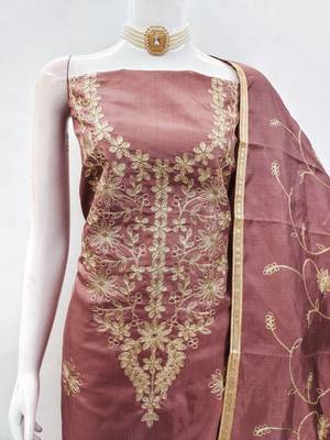 Dusty rose pink jalpari silk embroidered salwar suit material with santoon bottom 3