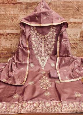 Dusty rose pink jalpari silk embroidered salwar suit material with santoon bottom 4