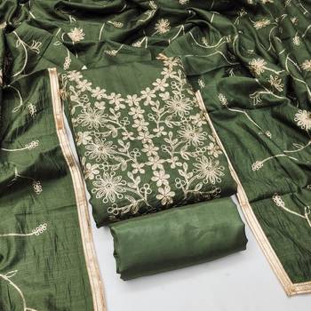 Green jalpari silk embroidered salwar suit material with santoon bottom 5