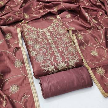 Dusty rose pink jalpari silk embroidered salwar suit material with santoon bottom 5