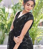 black sequin georgette saree with unstitched blouse