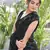 black sequin georgette saree with unstitched blouse