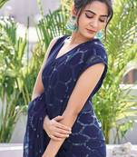 blue sequin georgette saree with unstitched blouse