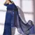 blue sequin georgette saree with unstitched blouse