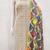 Beige cotton jacquard salwar suit material with multicolor cotton dupatta