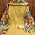 Yellow cotton jacquard salwar suit material with multicolor cotton dupatta